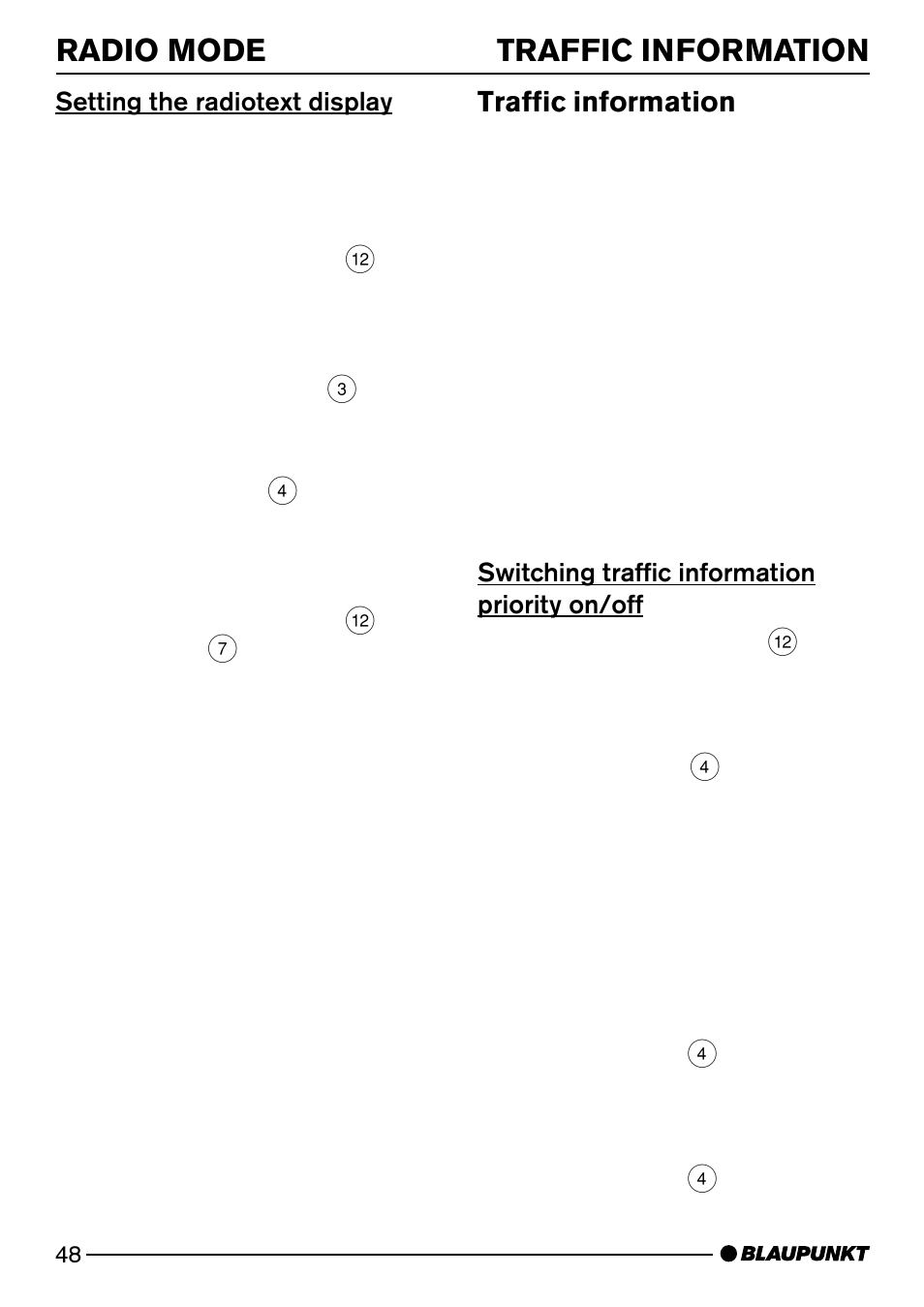 Radio mode traffic information, Traffic information | Blaupunkt Arizona DJ73 User Manual | Page 19 / 33