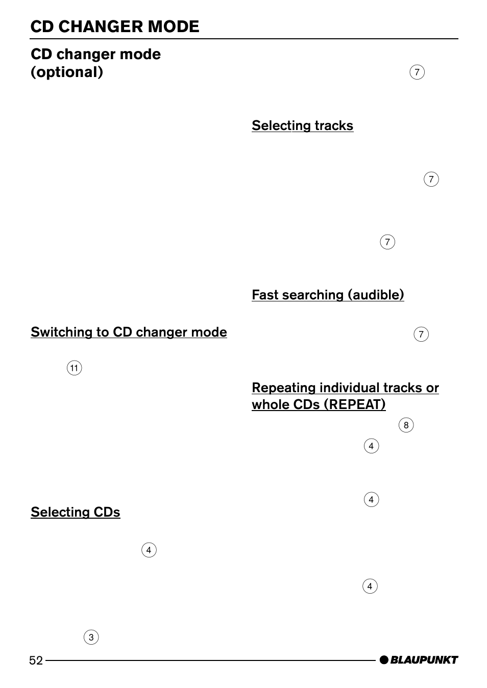 Cd changer mode, Cd changer mode (optional) | Blaupunkt Arizona DJ73 User Manual | Page 23 / 33