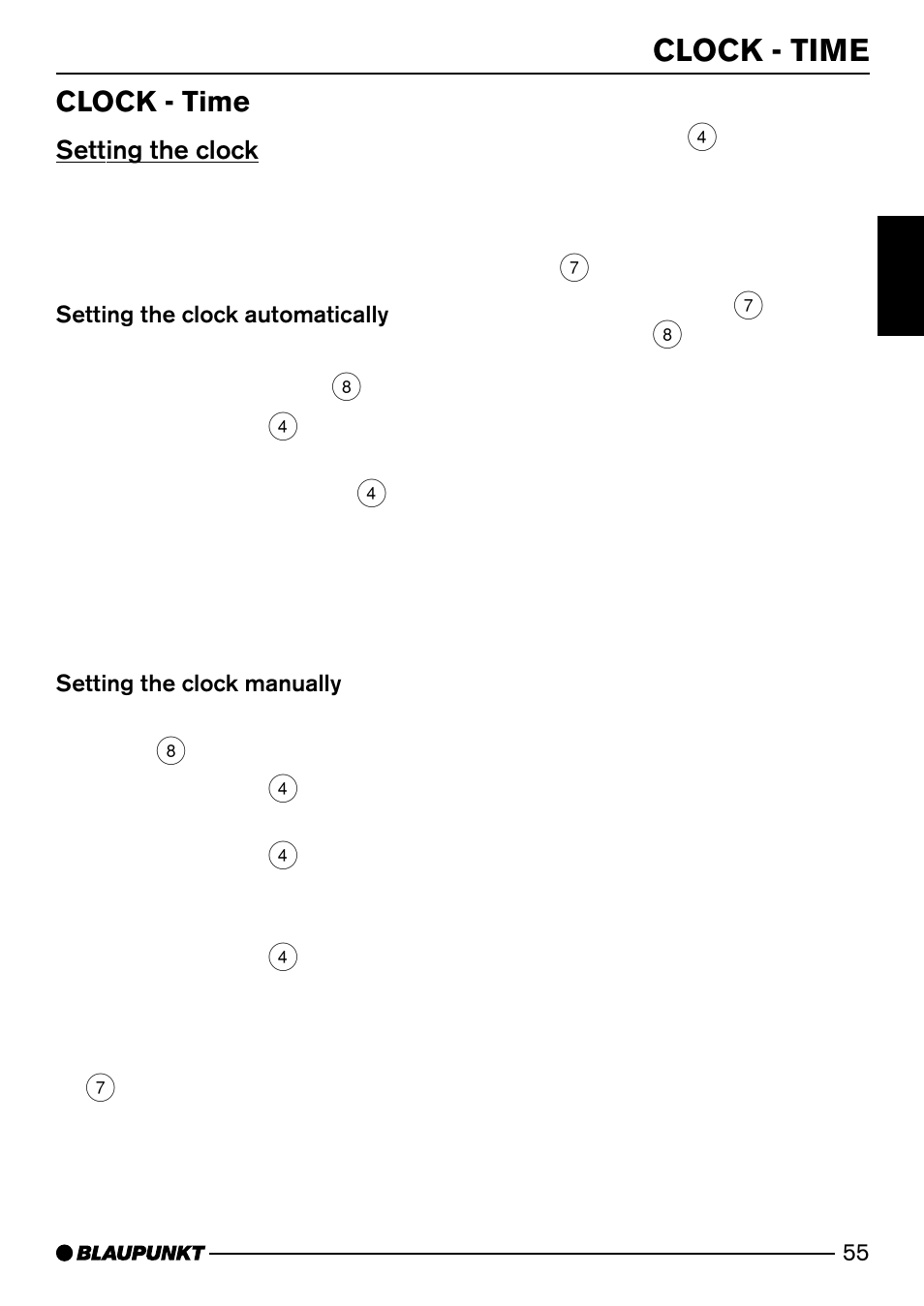 Clock - time | Blaupunkt Arizona DJ73 User Manual | Page 26 / 33