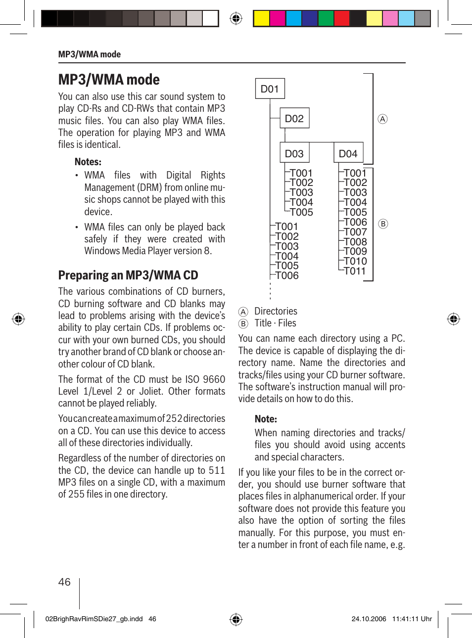 Mp3/wma mode, Preparing an mp3/wma cd | Blaupunkt BRIGHTON MP27 User Manual | Page 19 / 30