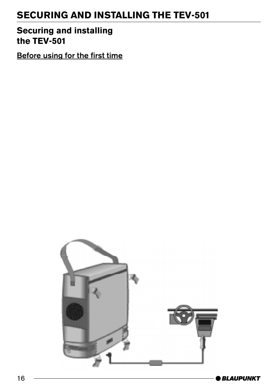 Securing and installing the tev-501 | Blaupunkt TEV-501 User Manual | Page 7 / 13