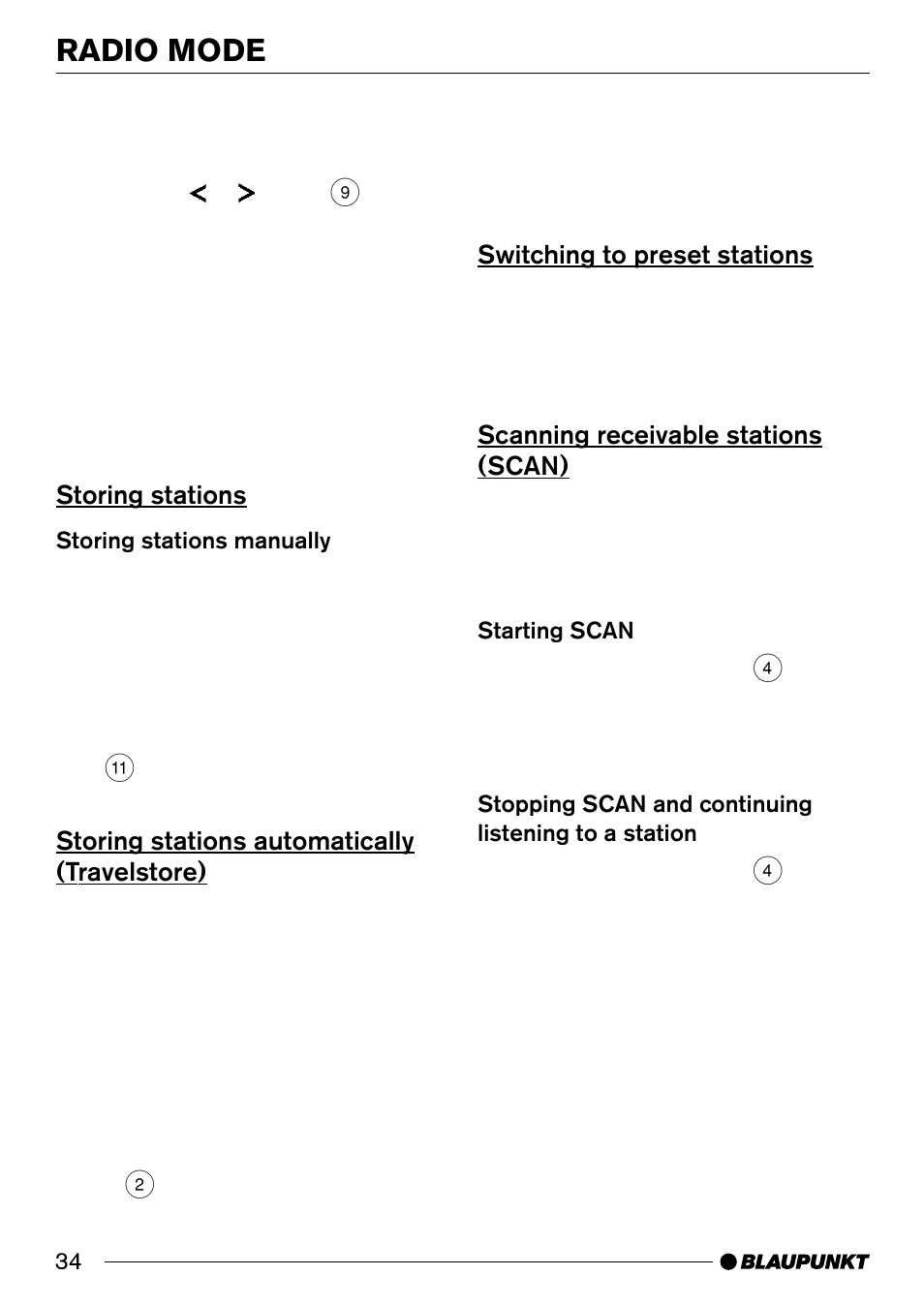 Radio mode | Blaupunkt Santa Cruz CD31 User Manual | Page 12 / 23