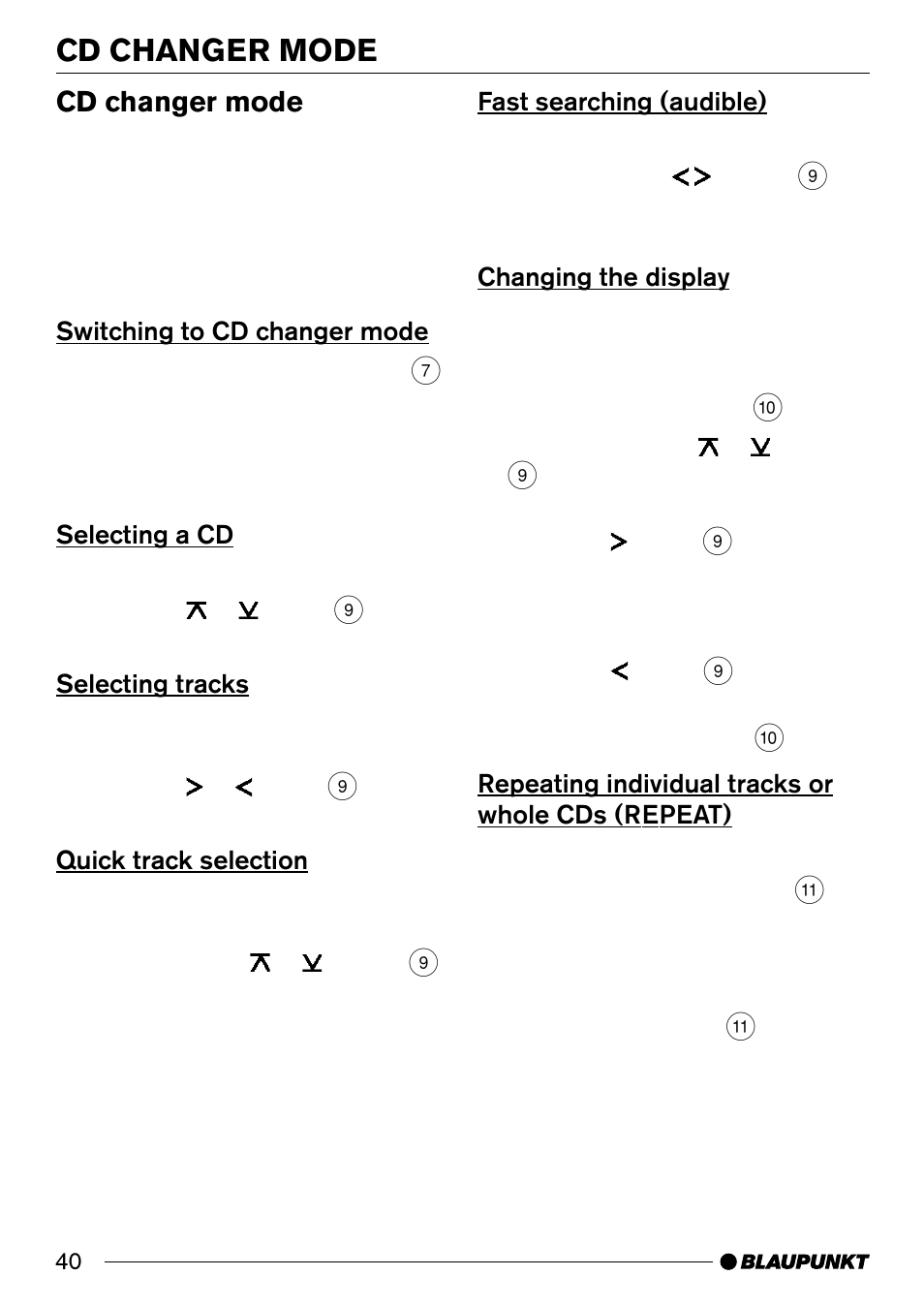 Cd changer mode | Blaupunkt Santa Cruz CD31 User Manual | Page 18 / 23