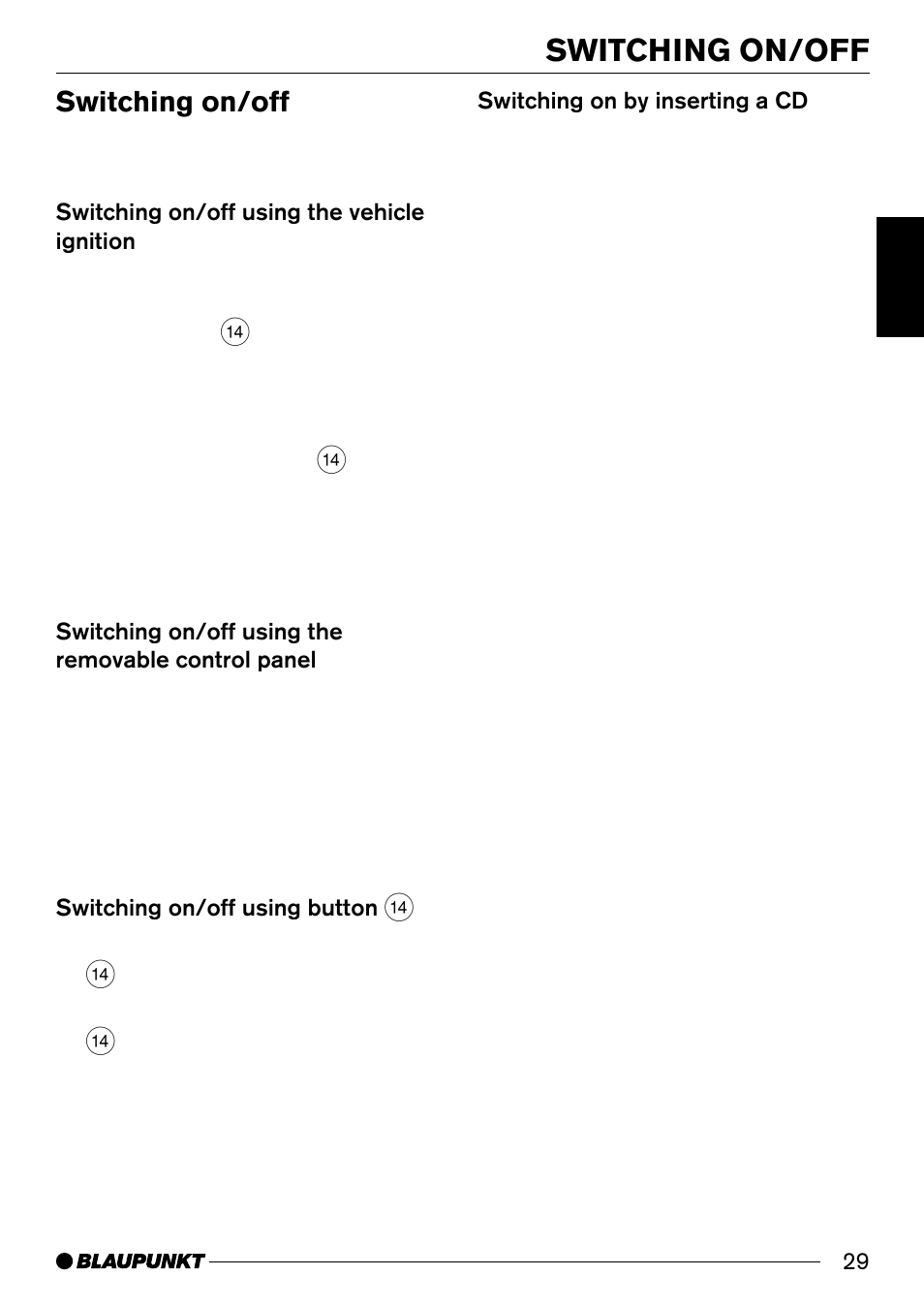 Switching on/off | Blaupunkt Santa Cruz CD31 User Manual | Page 7 / 23