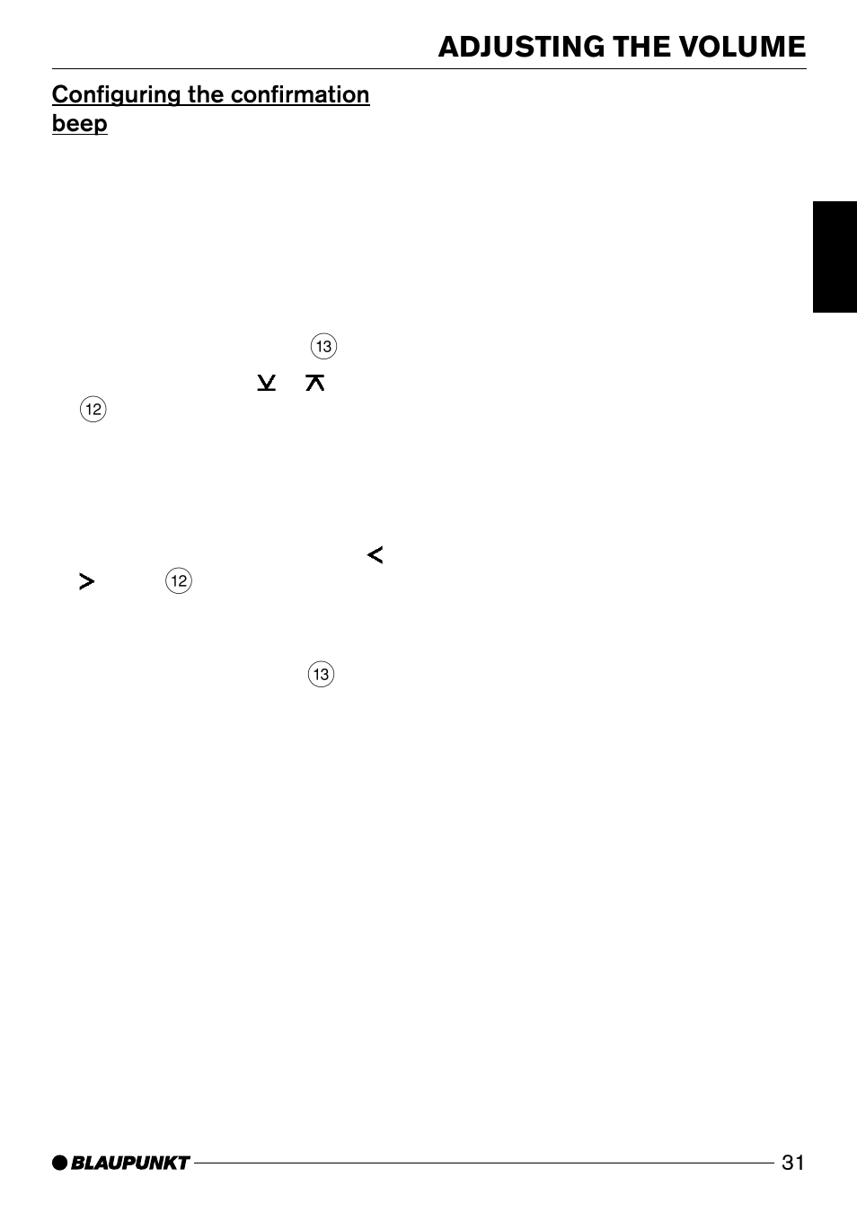 Adjusting the volume, Configuring the confirmation beep | Blaupunkt Cleveland DJ31 User Manual | Page 9 / 23