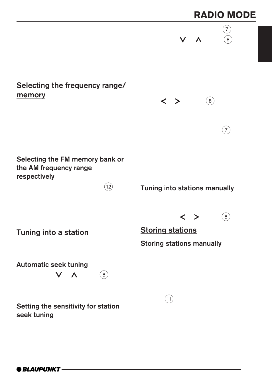 Radio mode | Blaupunkt MP35 User Manual | Page 11 / 26