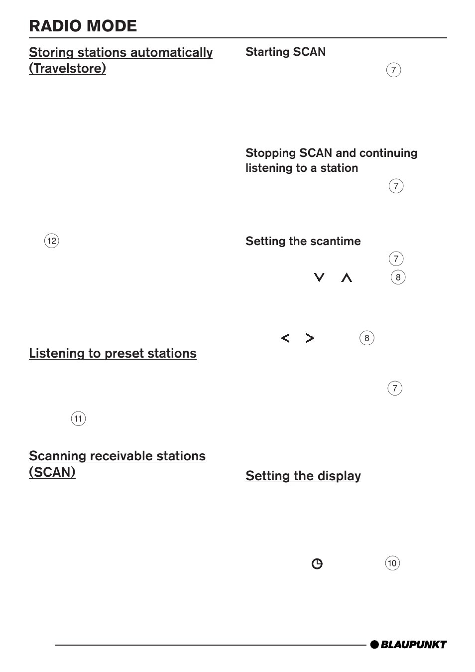 Radio mode | Blaupunkt MP35 User Manual | Page 12 / 26