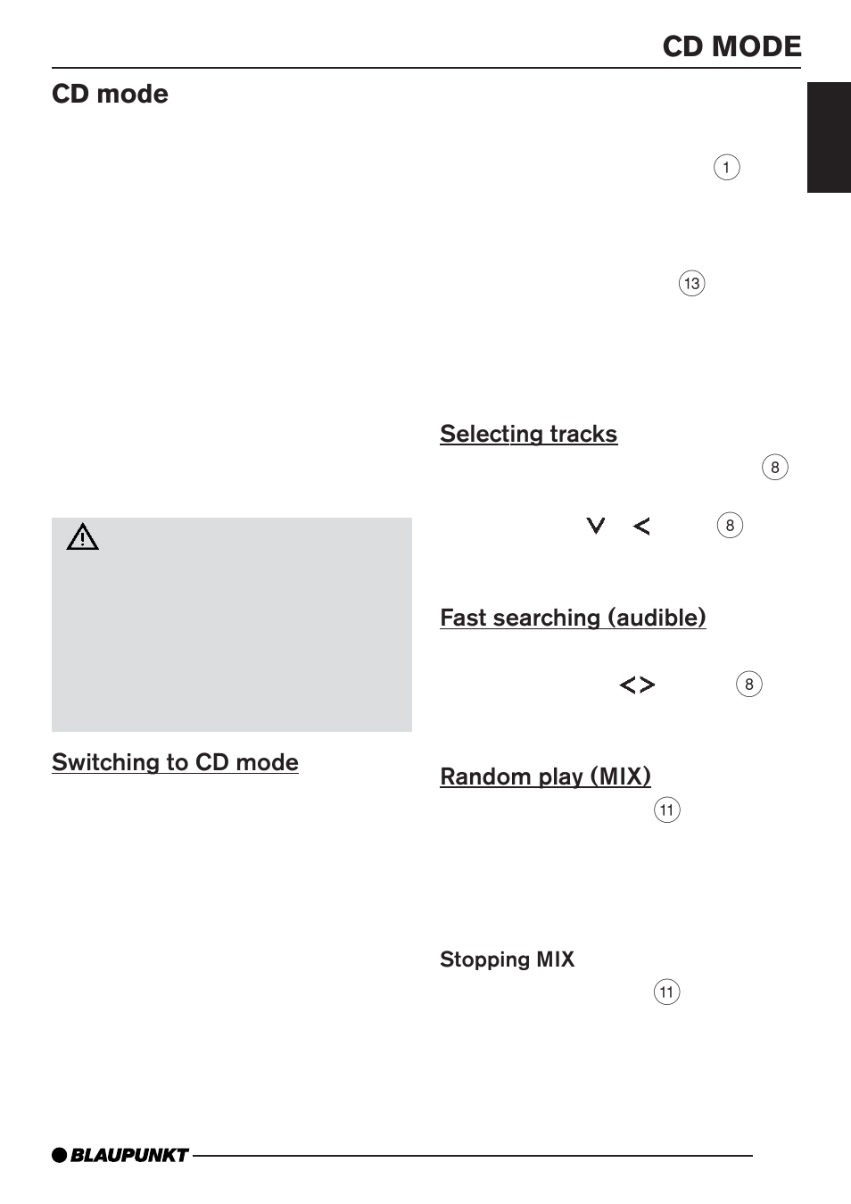 Radio mode 10, Cd mode | Blaupunkt MP35 User Manual | Page 13 / 26