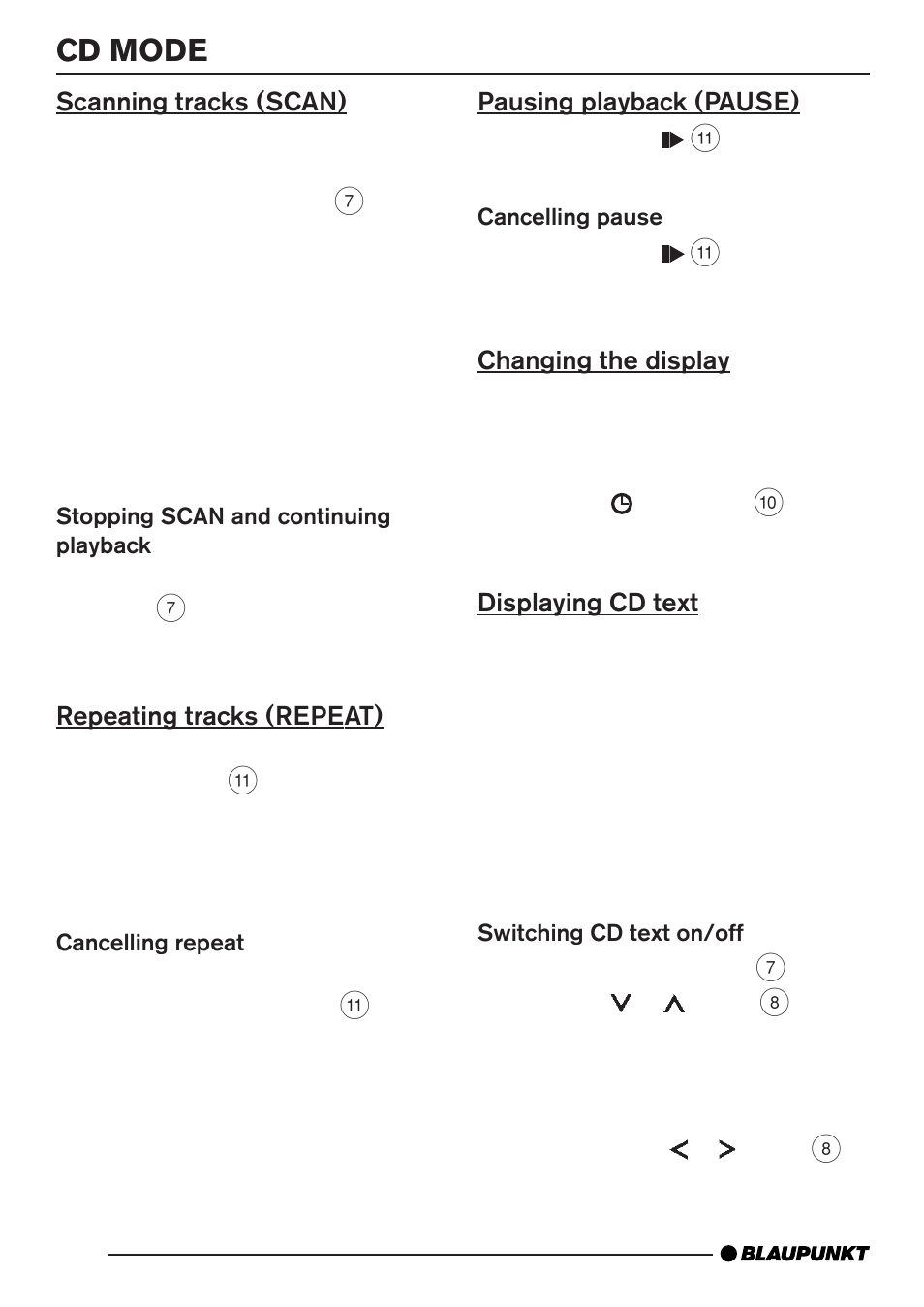 Cd mode | Blaupunkt MP35 User Manual | Page 14 / 26