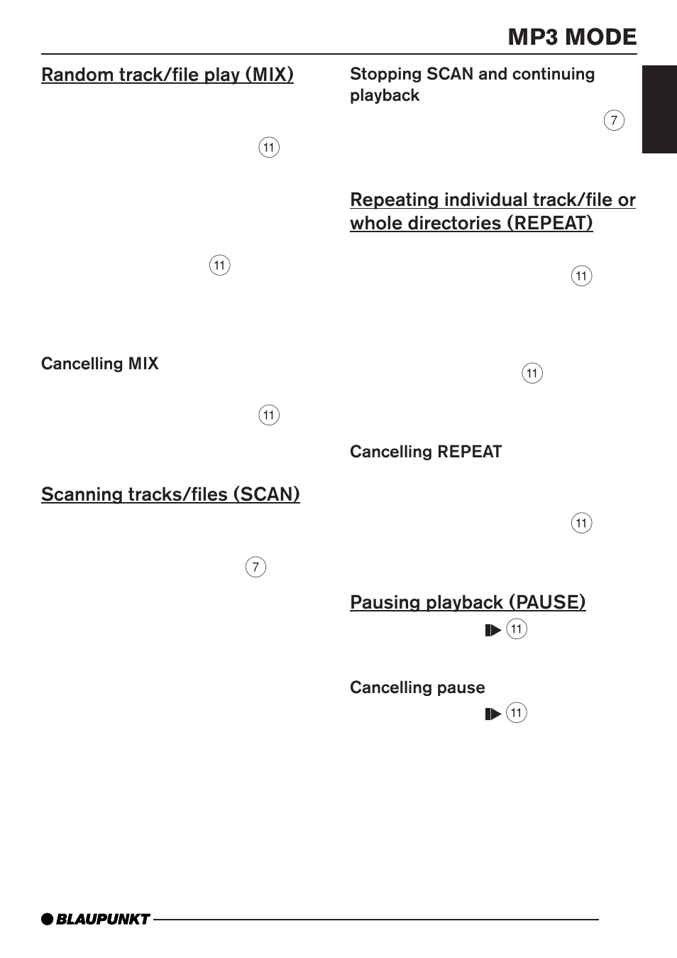 Mp3 mode | Blaupunkt MP35 User Manual | Page 17 / 26