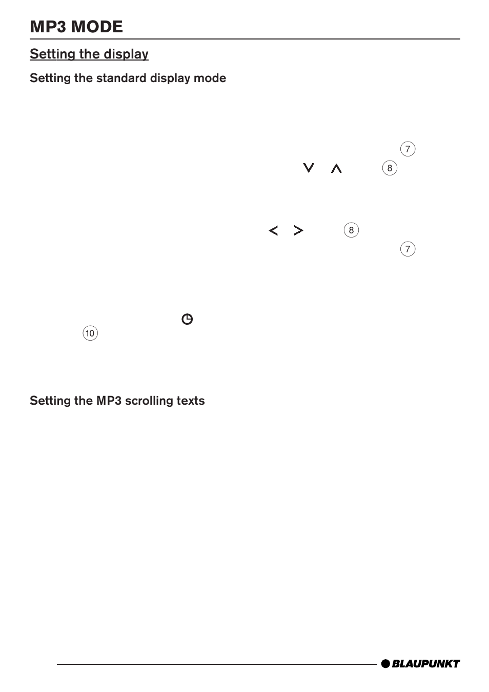 Mp3 mode, Setting the display | Blaupunkt MP35 User Manual | Page 18 / 26