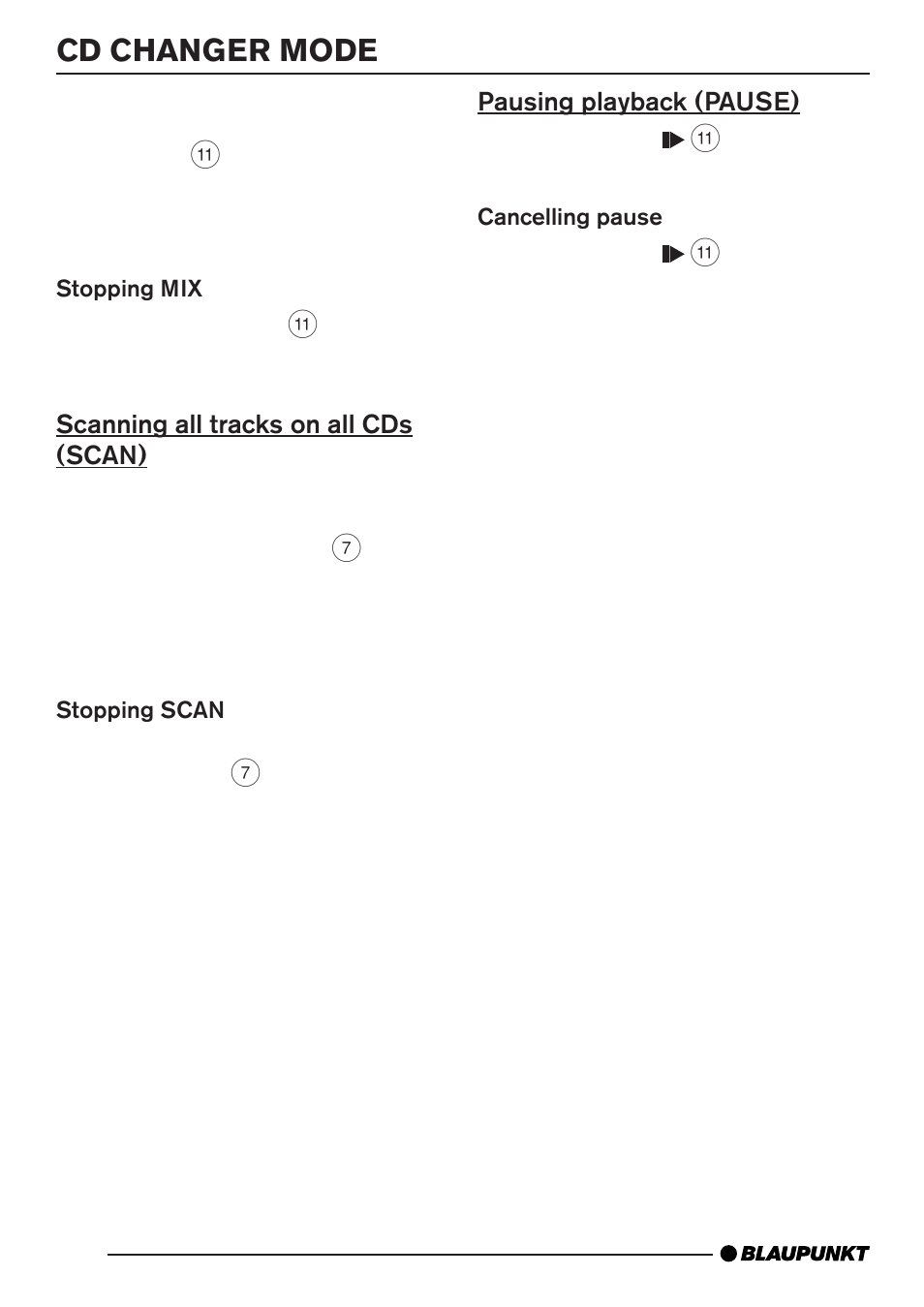Cd changer mode | Blaupunkt MP35 User Manual | Page 20 / 26