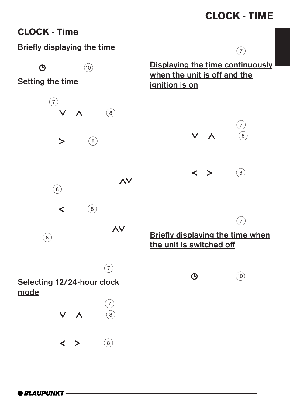 Clock - time | Blaupunkt MP35 User Manual | Page 21 / 26