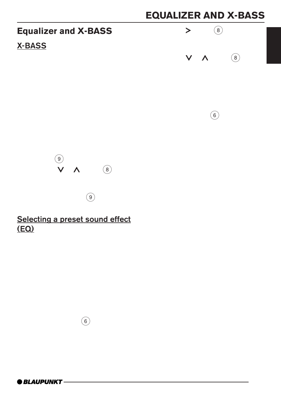 Equalizer and x-bass, X-bass, Selecting a preset sound effect (eq) | Blaupunkt MP35 User Manual | Page 23 / 26