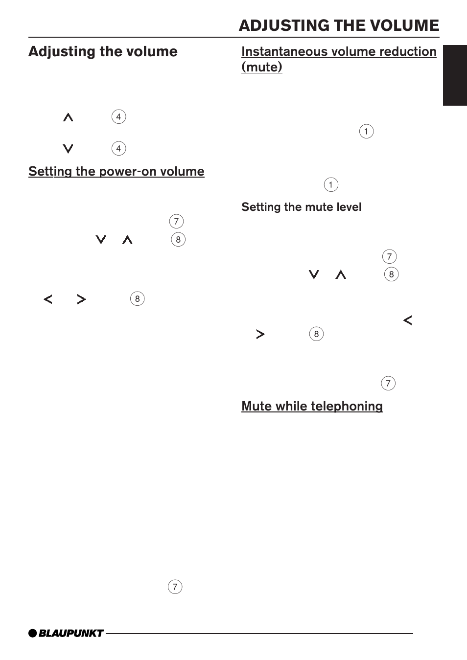 Adjusting the volume | Blaupunkt MP35 User Manual | Page 9 / 26