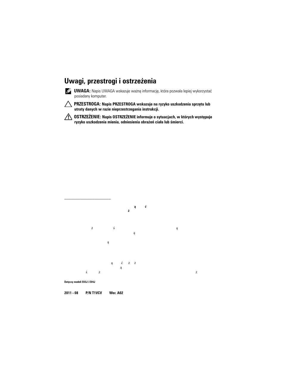 Uwagi, przestrogi i ostrzeżenia | Dell POWERVAULT MD3620I User Manual | Page 112 / 222