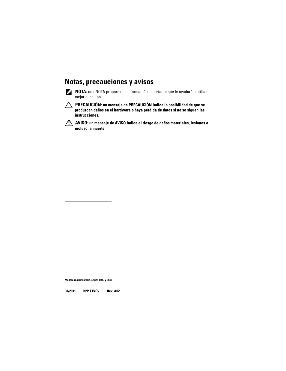 Notas, precauciones y avisos | Dell POWERVAULT MD3620I User Manual | Page 158 / 222