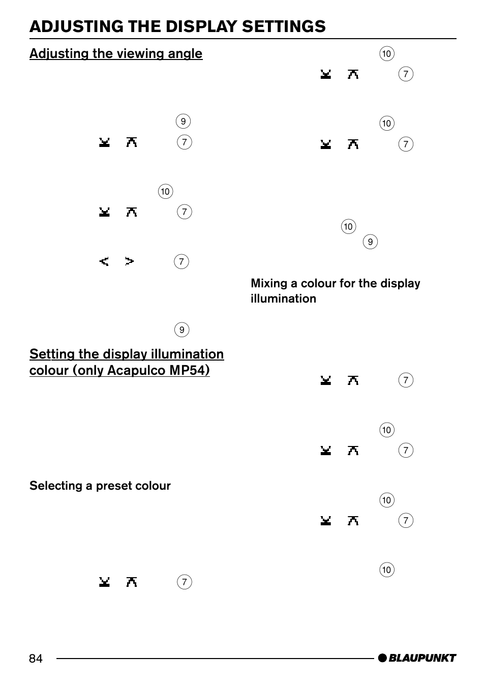 Adjusting the display settings | Blaupunkt Acapulco MP54 User Manual | Page 41 / 45