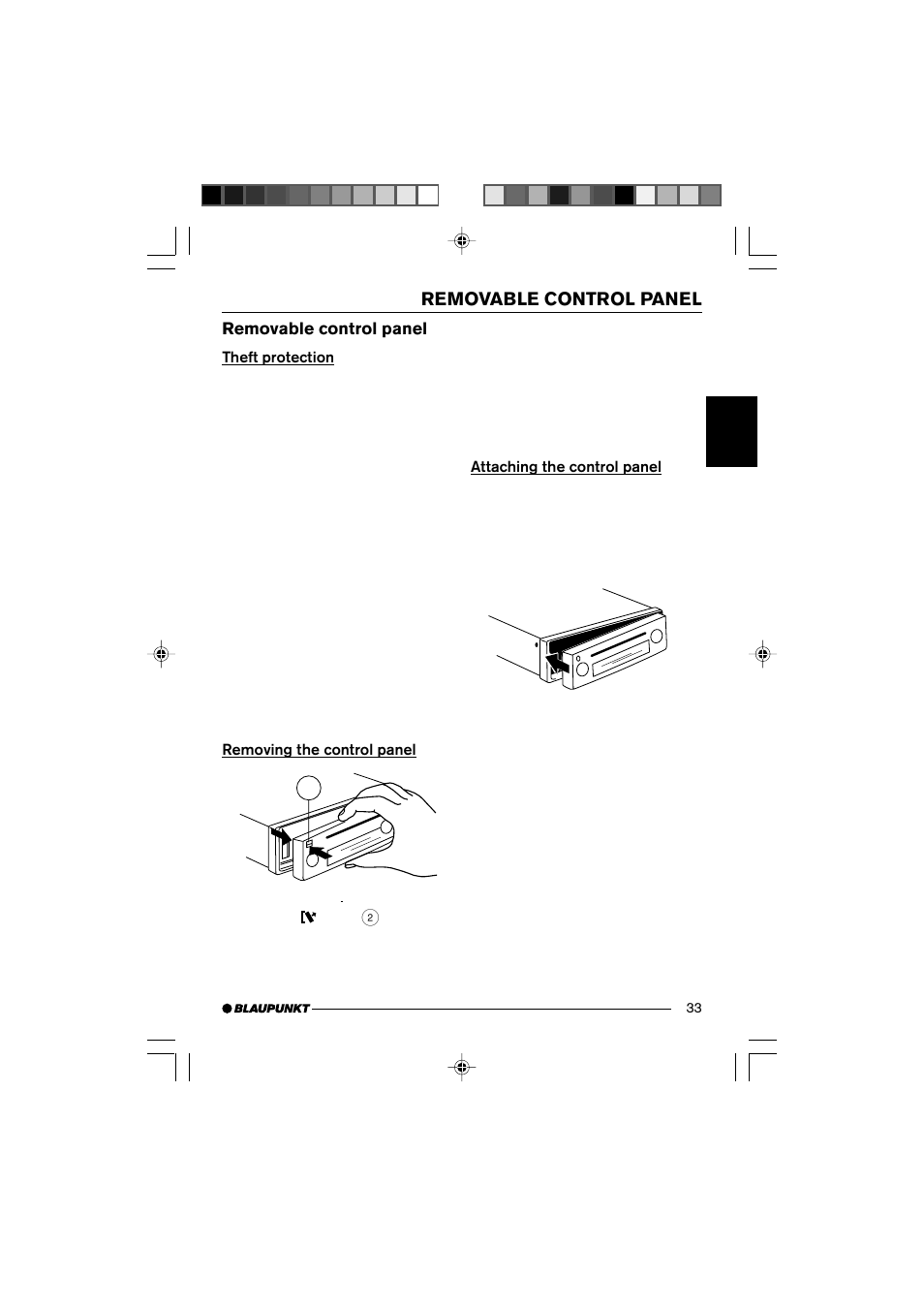 Removable control panel | Blaupunkt 7 645 190 310 User Manual | Page 6 / 37