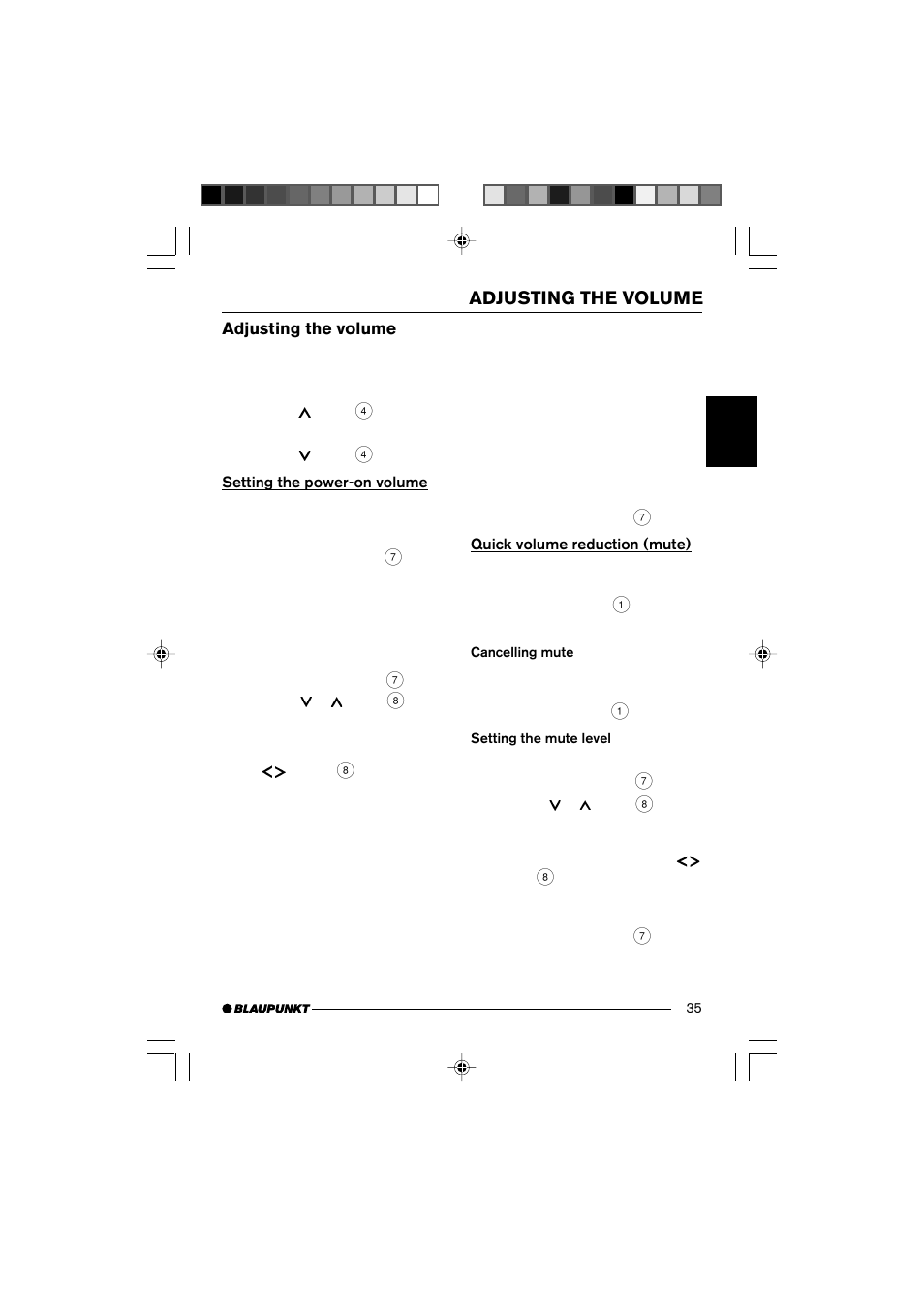 Adjusting the volume | Blaupunkt 7 645 190 310 User Manual | Page 8 / 37
