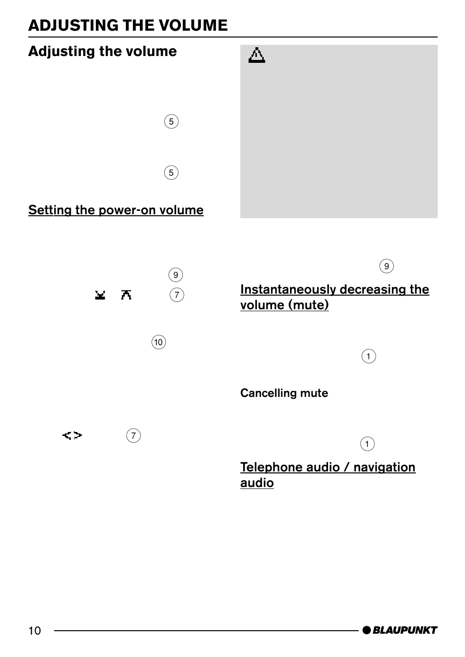 Adjusting the volume | Blaupunkt Acapulco MP54 US User Manual | Page 10 / 43