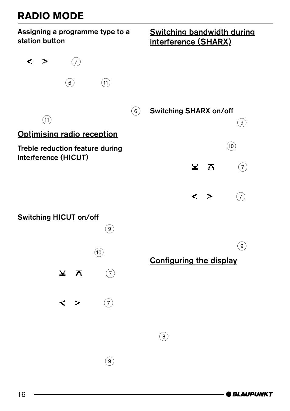 Radio mode | Blaupunkt Acapulco MP54 US User Manual | Page 16 / 43