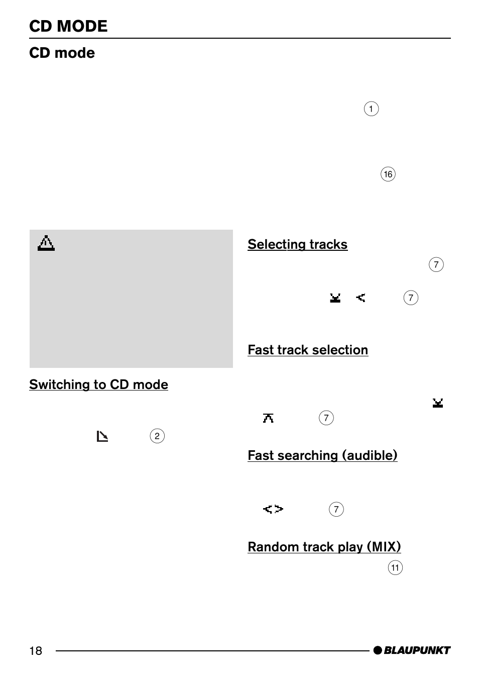 Cd mode | Blaupunkt Acapulco MP54 US User Manual | Page 18 / 43