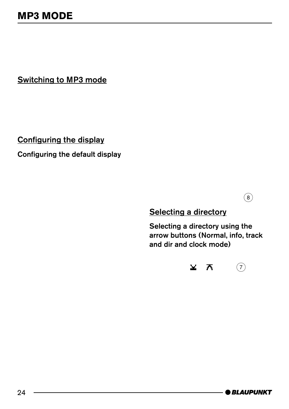 Mp3 mode | Blaupunkt Acapulco MP54 US User Manual | Page 24 / 43