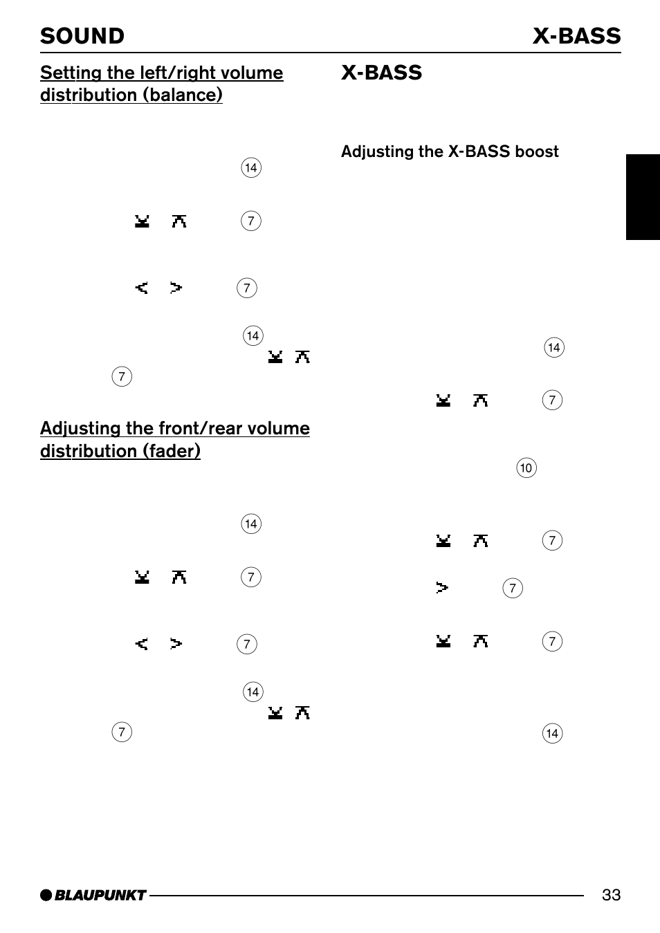 Sound x-bass, X-bass | Blaupunkt Acapulco MP54 US User Manual | Page 33 / 43