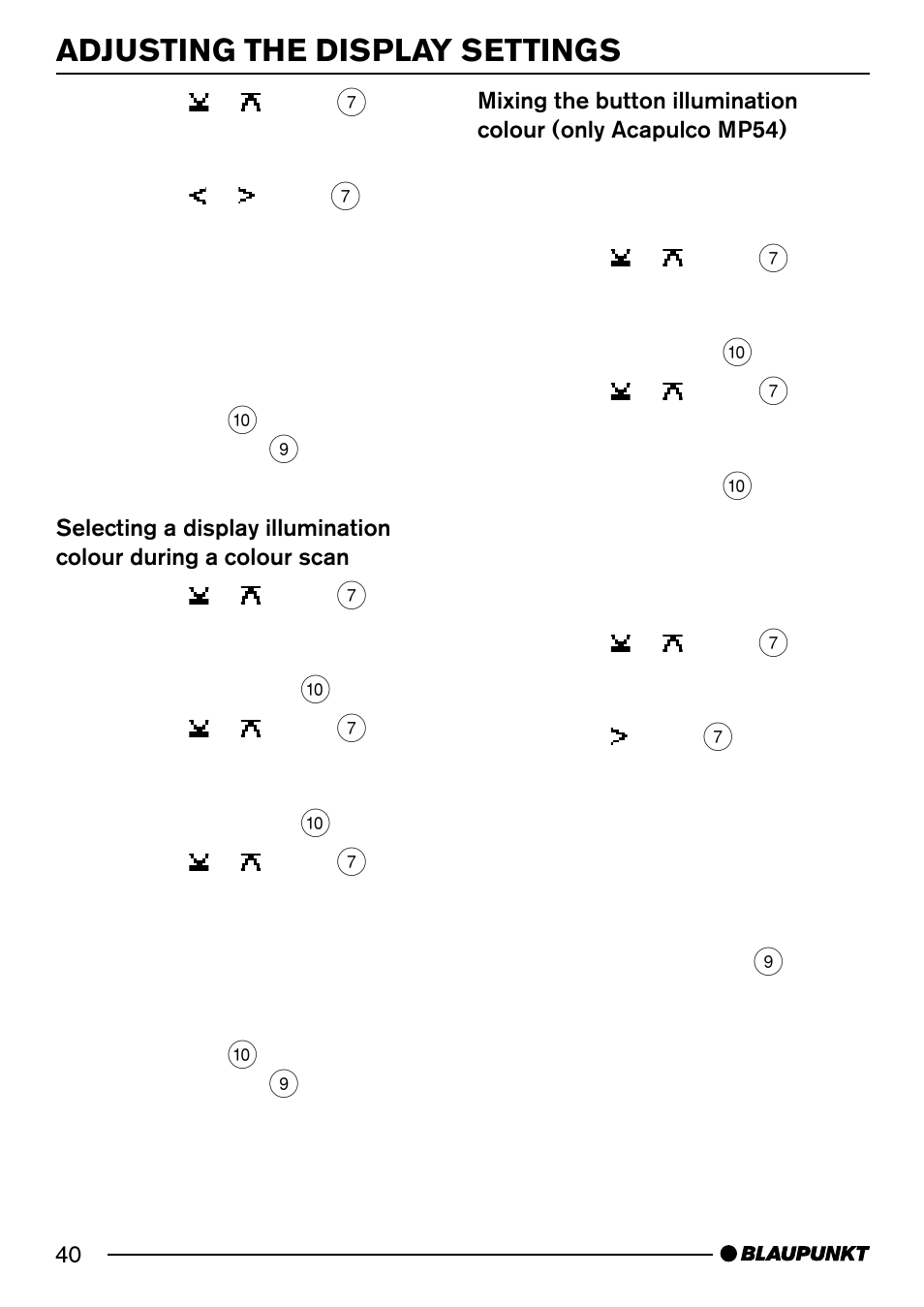 Adjusting the display settings | Blaupunkt Acapulco MP54 US User Manual | Page 40 / 43