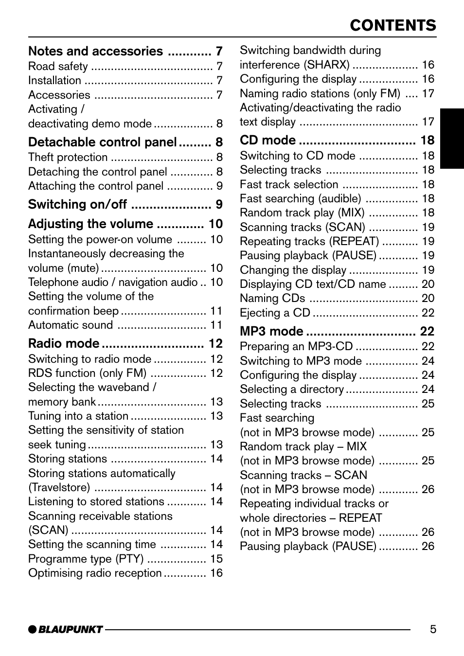 Blaupunkt Acapulco MP54 US User Manual | Page 5 / 43