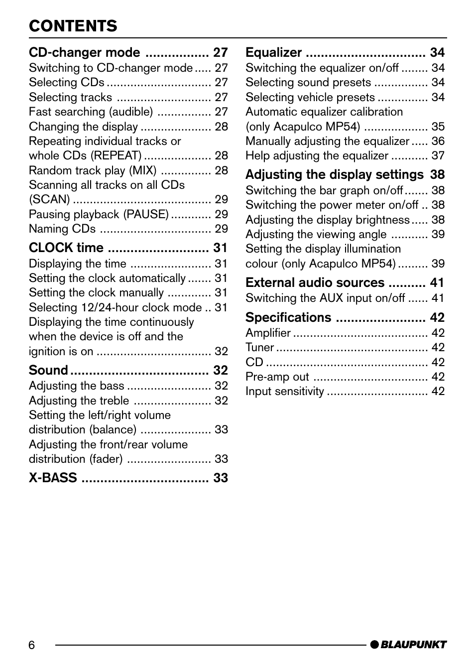 Blaupunkt Acapulco MP54 US User Manual | Page 6 / 43