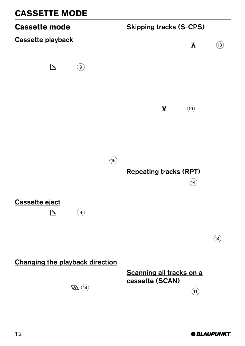 Cassette mode | Blaupunkt MALIBU C50 User Manual | Page 12 / 20