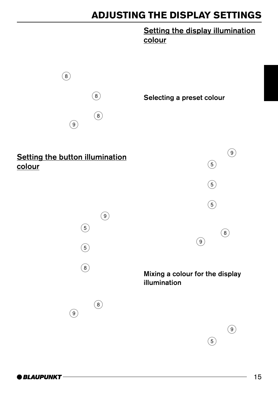 Adjusting the display settings | Blaupunkt BREMEN MP74 US User Manual | Page 15 / 50