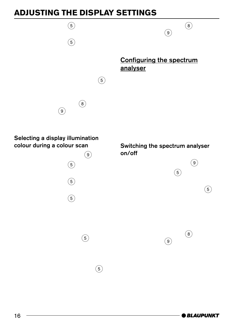 Adjusting the display settings | Blaupunkt BREMEN MP74 US User Manual | Page 16 / 50