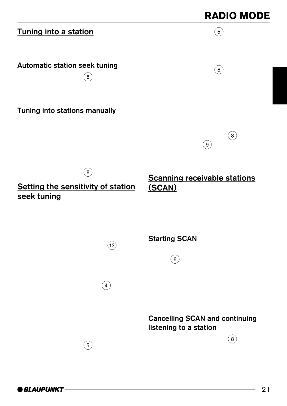 Radio mode | Blaupunkt BREMEN MP74 US User Manual | Page 21 / 50