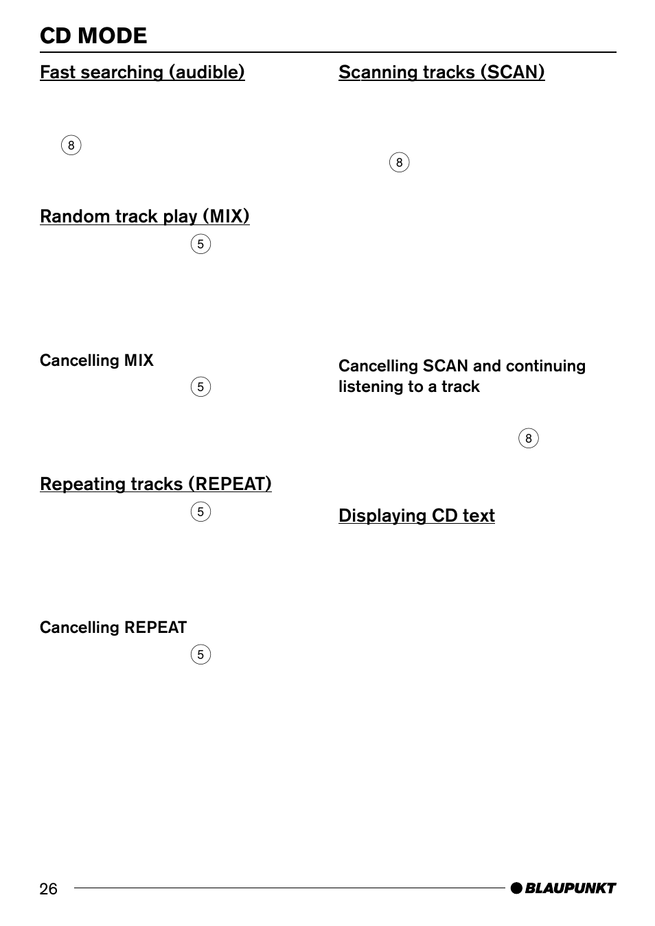 Cd mode | Blaupunkt BREMEN MP74 US User Manual | Page 26 / 50