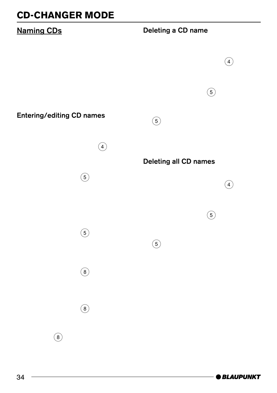 Cd-changer mode | Blaupunkt BREMEN MP74 US User Manual | Page 34 / 50