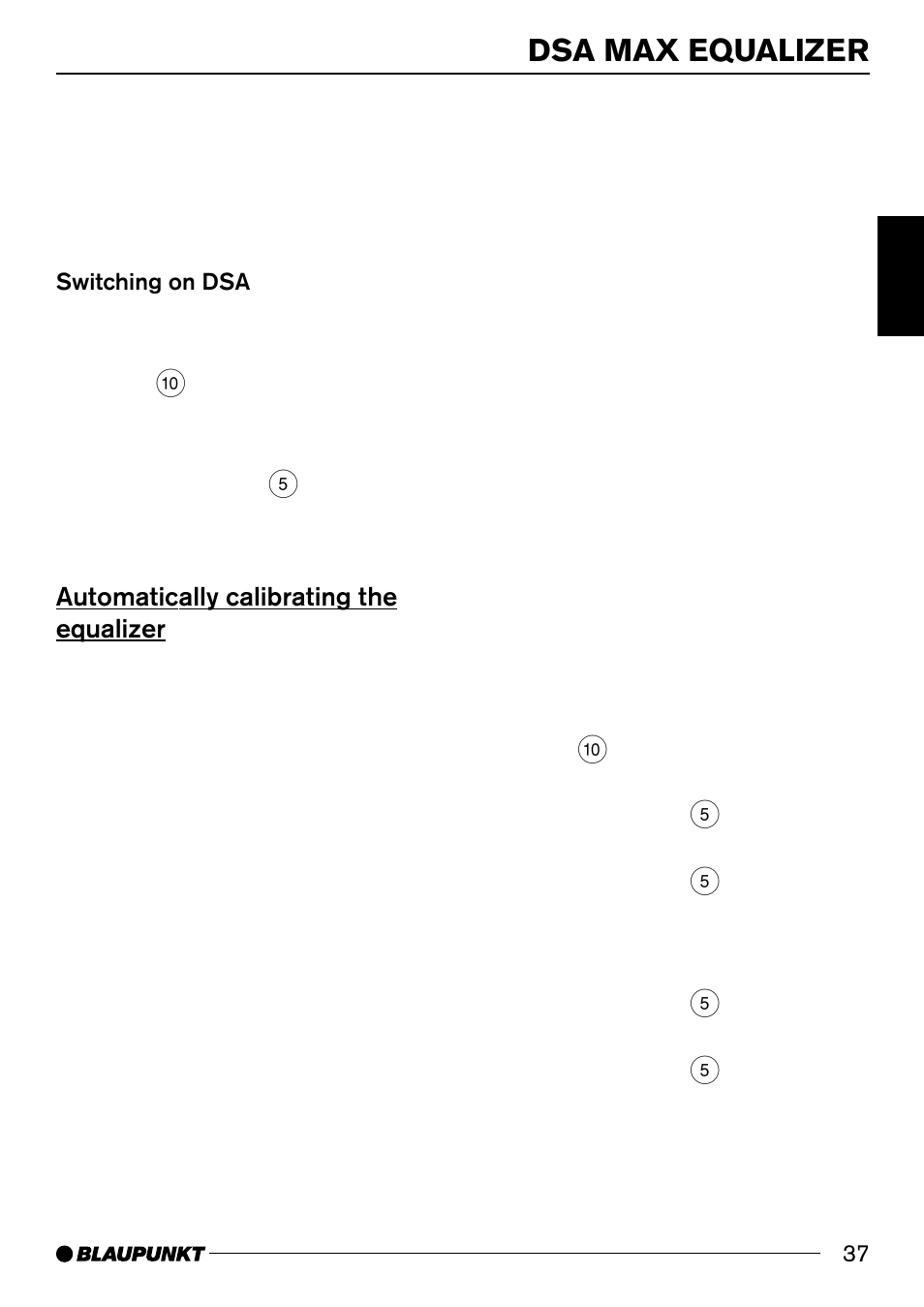 Dsa max equalizer, Automatically calibrating the equalizer | Blaupunkt BREMEN MP74 US User Manual | Page 37 / 50