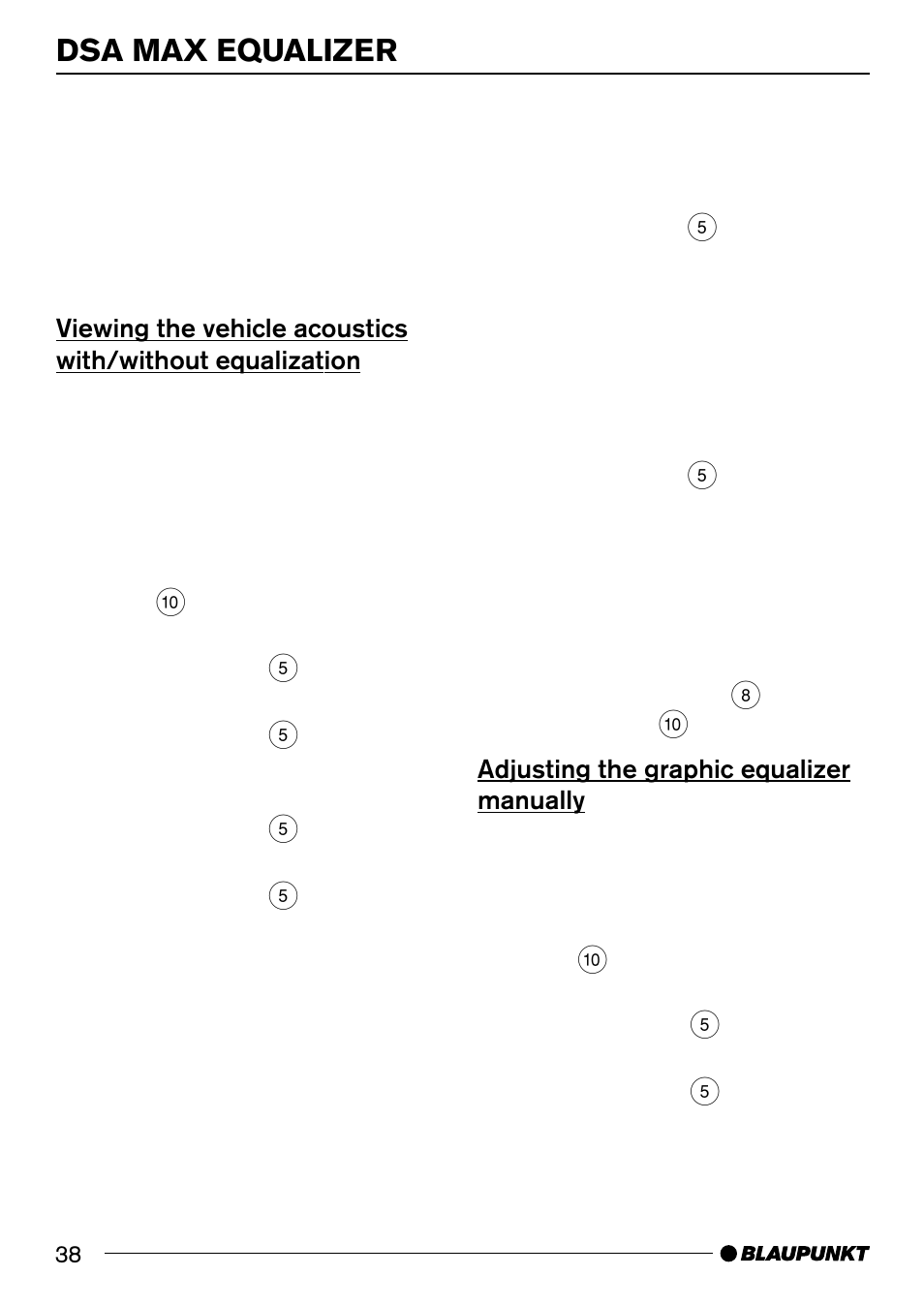 Dsa max equalizer | Blaupunkt BREMEN MP74 US User Manual | Page 38 / 50