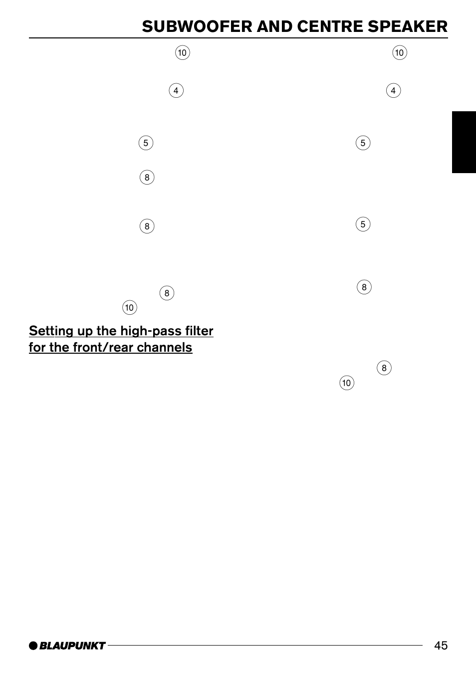 Installation instructions 194, Subwoofer and centre speaker | Blaupunkt BREMEN MP74 US User Manual | Page 45 / 50
