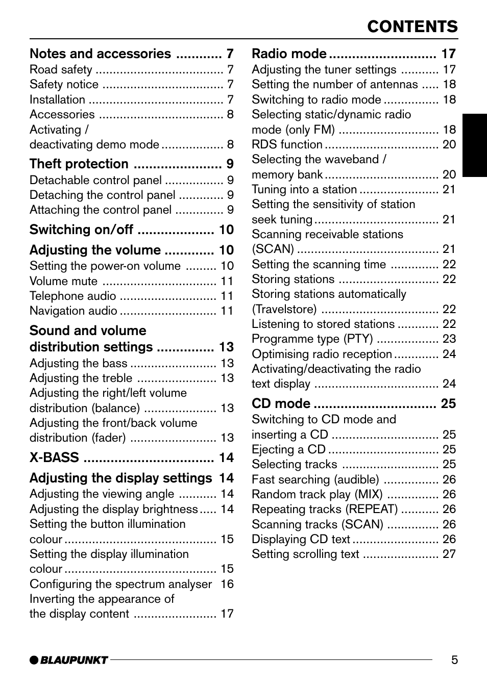 Blaupunkt BREMEN MP74 US User Manual | Page 5 / 50