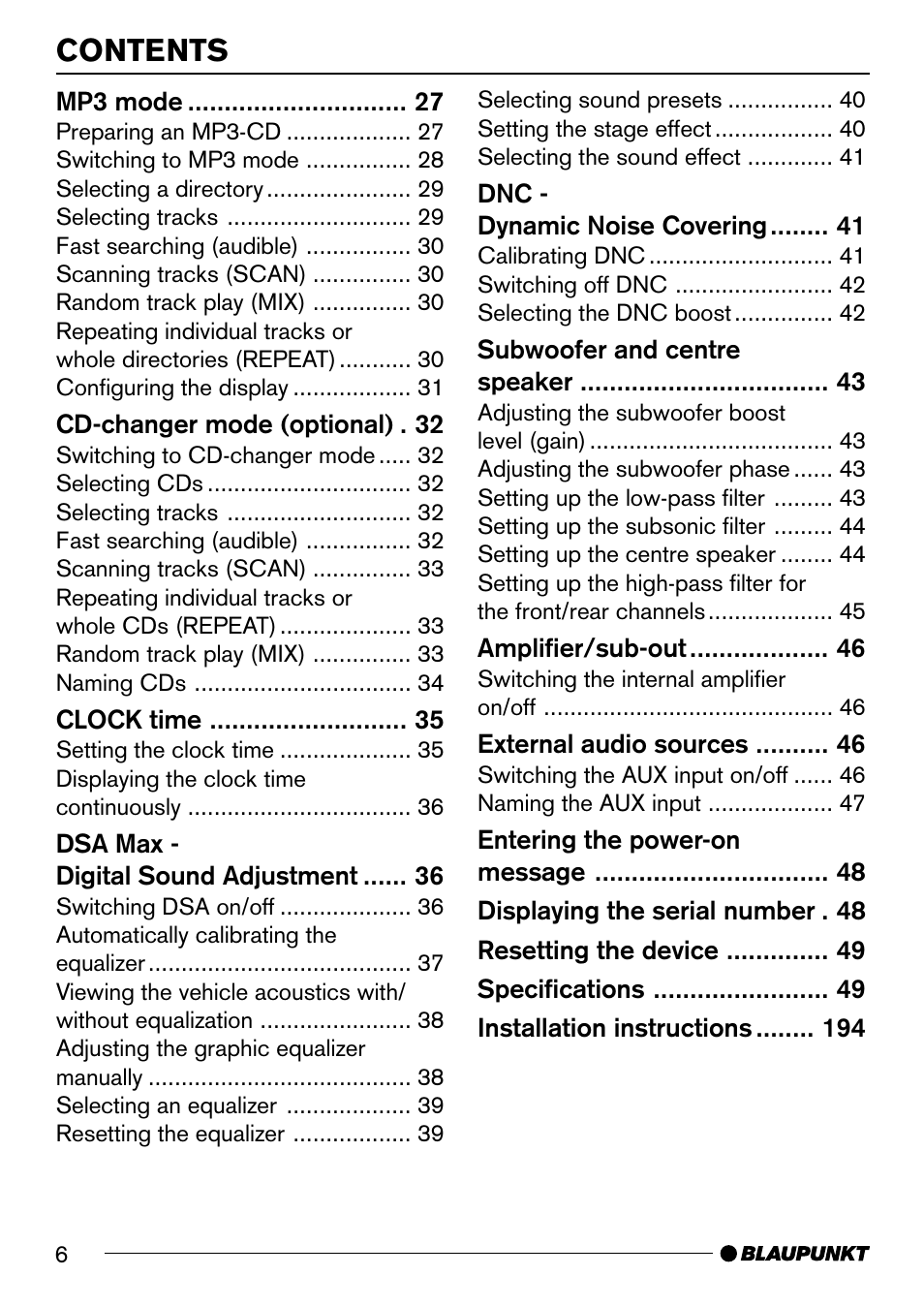 Blaupunkt BREMEN MP74 US User Manual | Page 6 / 50