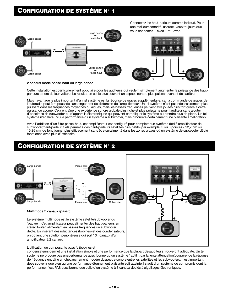 Onfiguration de système n° 1, Onfiguration de système n° 2 | Blaupunkt PCA 250 User Manual | Page 20 / 44