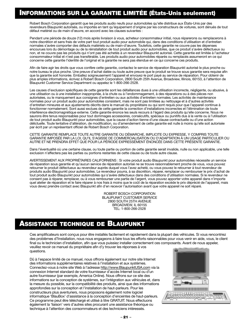 Ssistance technique de, Laupunkt | Blaupunkt PCA 250 User Manual | Page 23 / 44