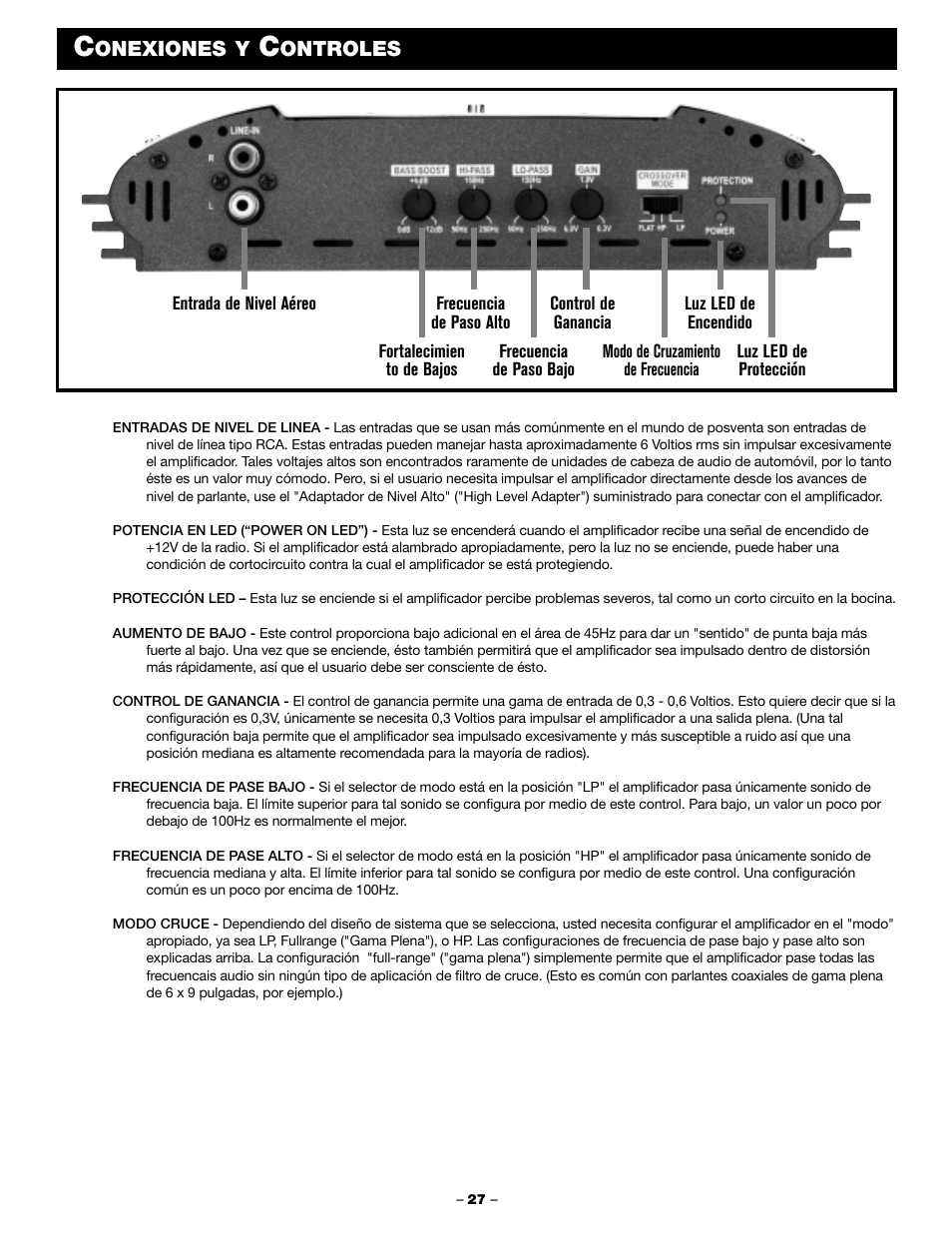 Onexiones y, Ontroles | Blaupunkt PCA 250 User Manual | Page 29 / 44