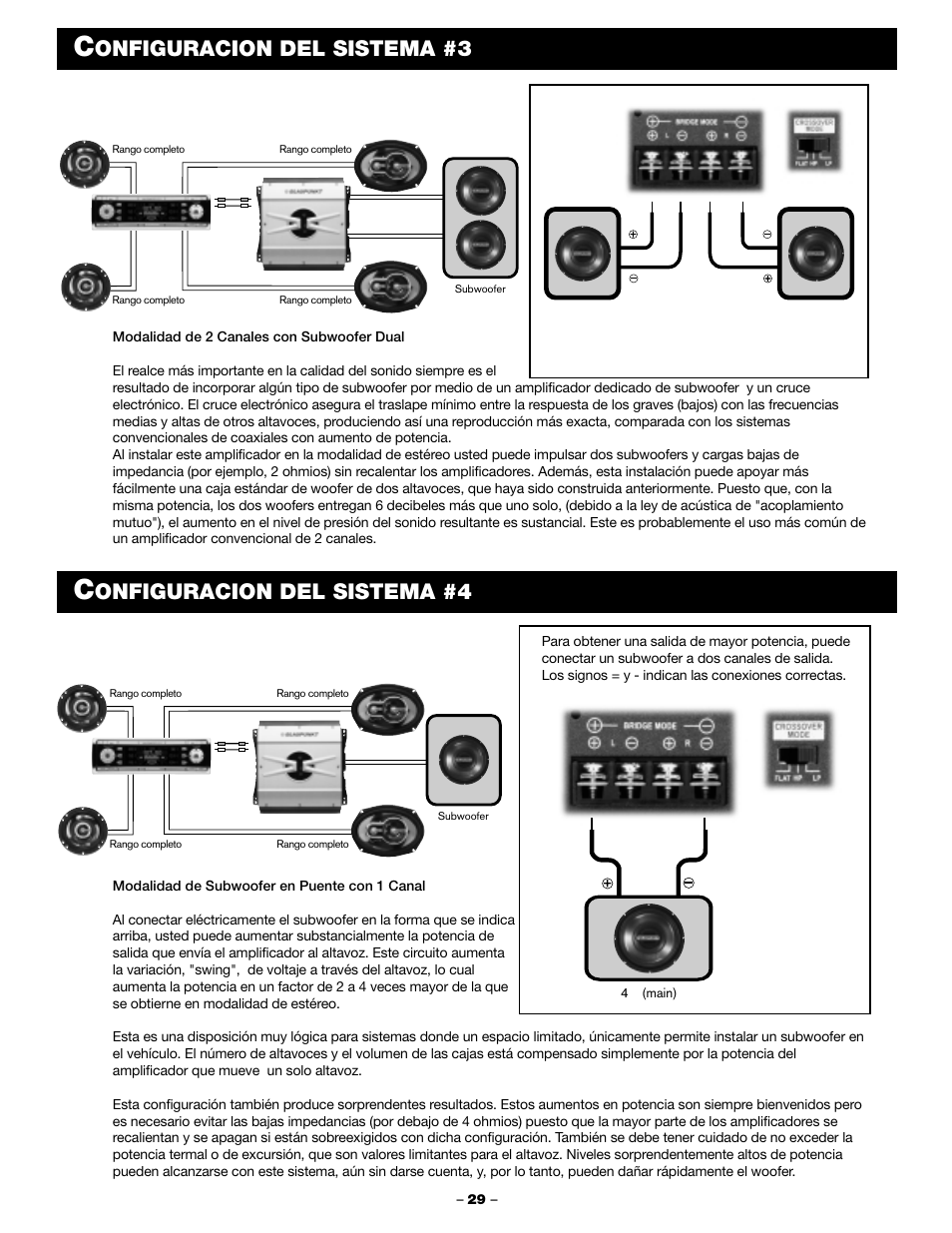 Onfiguracion del sistema #3, Onfiguracion del sistema #4 | Blaupunkt PCA 250 User Manual | Page 31 / 44