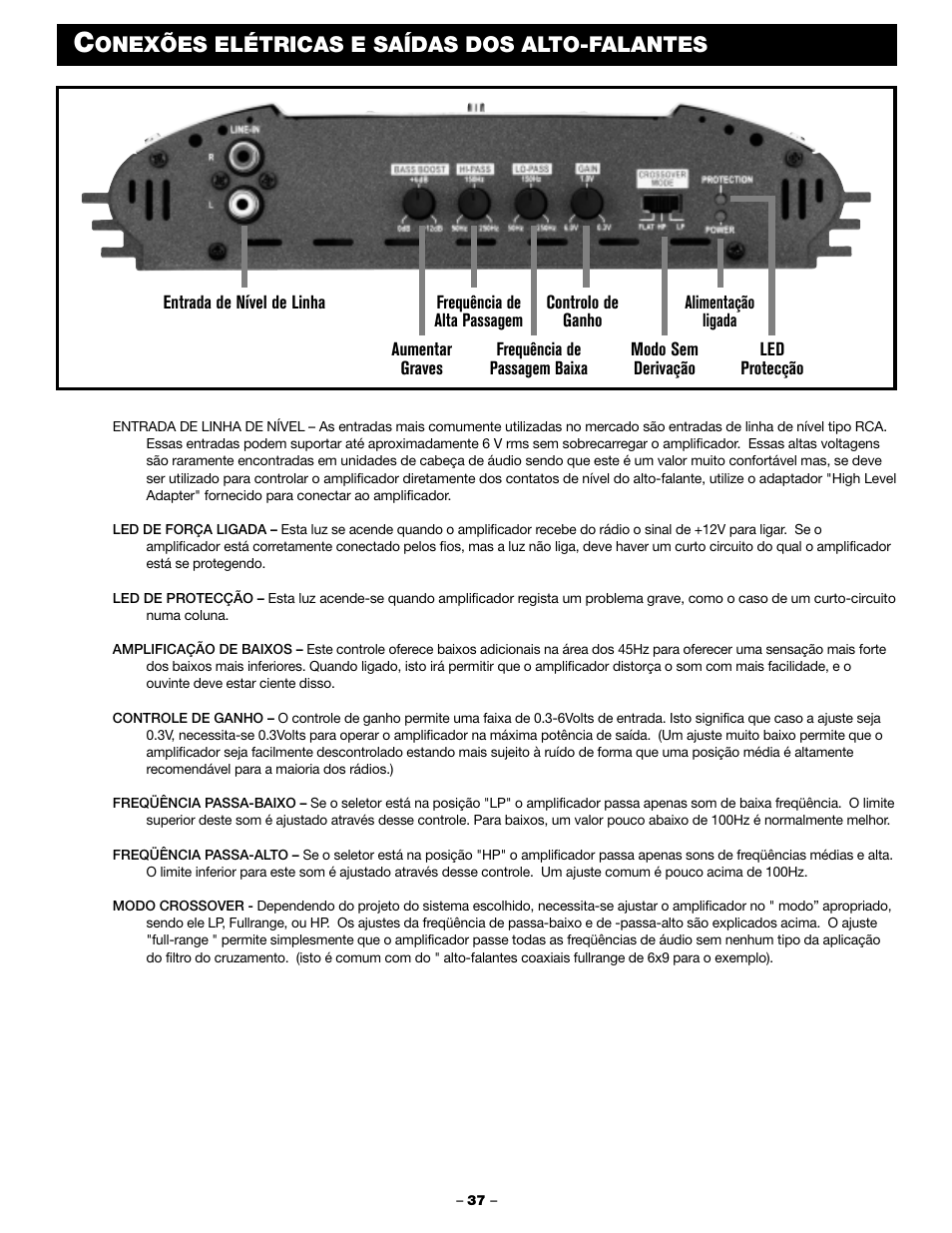 Onexões elétricas e saídas dos alto-falantes | Blaupunkt PCA 250 User Manual | Page 39 / 44