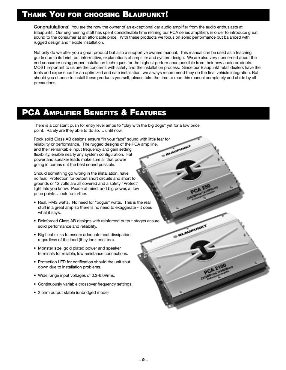 Pca a | Blaupunkt PCA 250 User Manual | Page 4 / 44