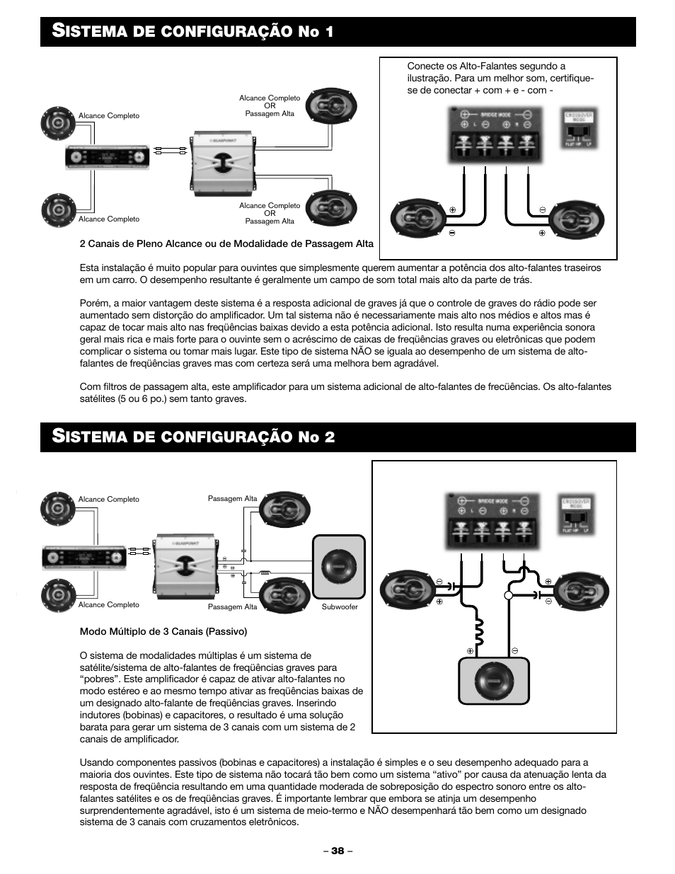 Istema de configuração no 1, Istema de configuração no 2 | Blaupunkt PCA 250 User Manual | Page 40 / 44